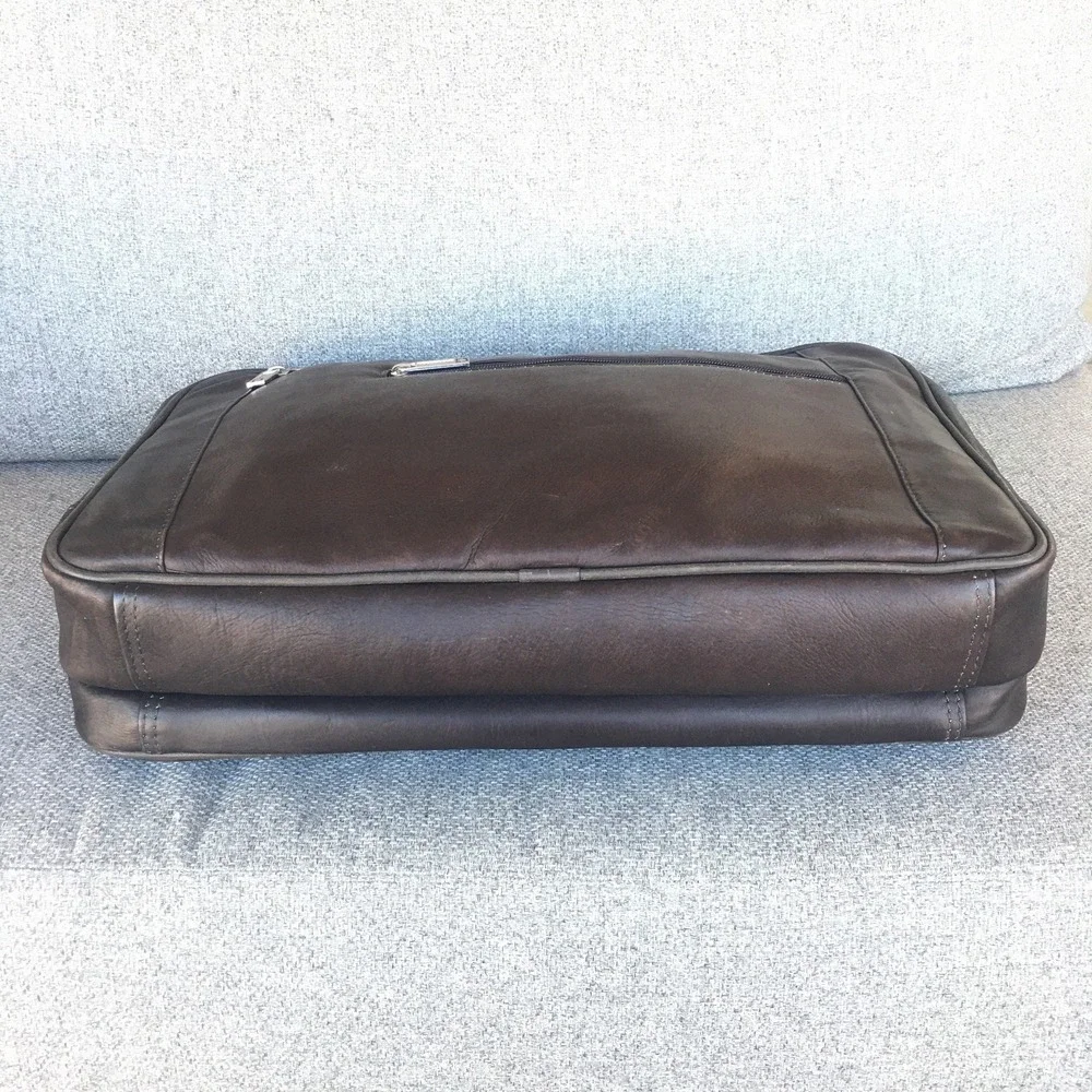 Vintage Kenneth Cole Laptop Bag Briefcase Brown Pebbled Leather 7 Compartments